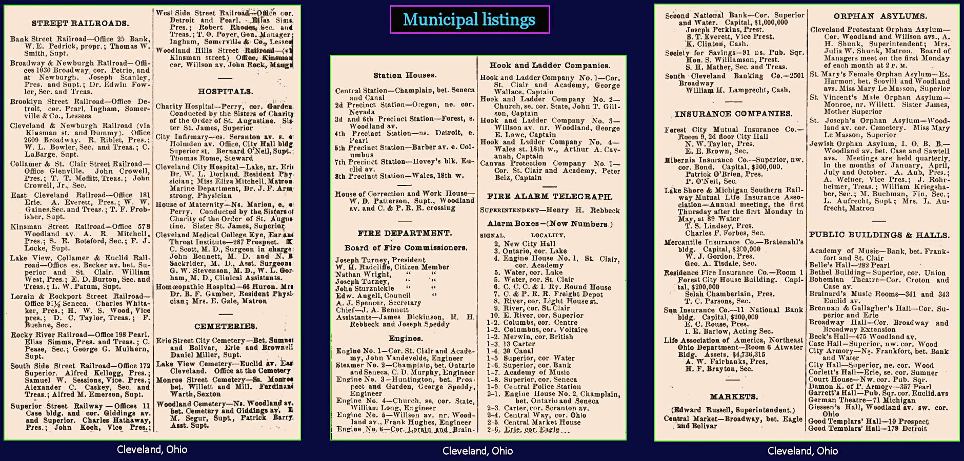 Municipal Listings, 1870